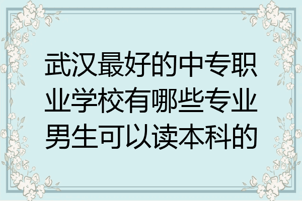 武汉最好的中专职业学校有哪些专业男生可以读本科的