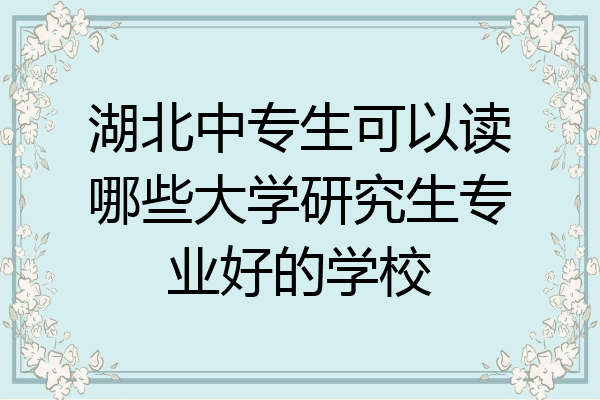 湖北中专生可以读哪些大学研究生专业好的学校