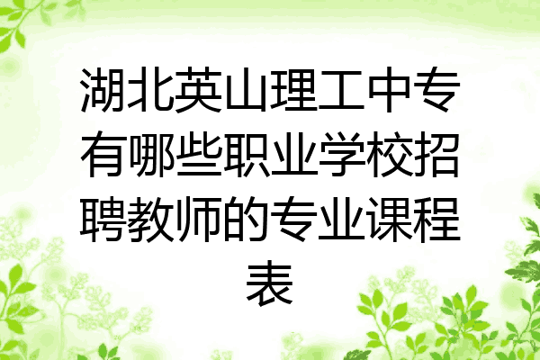 湖北英山理工中专有哪些职业学校招聘教师的专业课程表