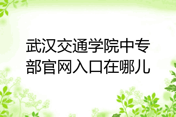 武汉交通学院中专部官网入口在哪儿
