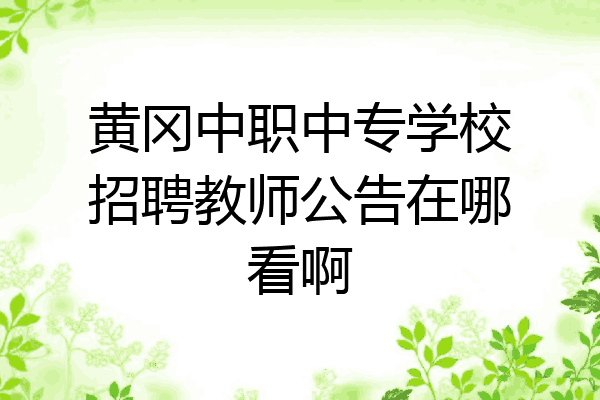 黄冈中职中专学校招聘教师公告在哪看啊
