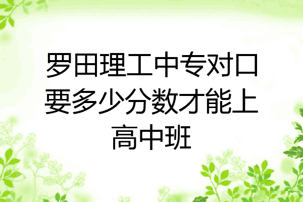 罗田理工中专对口要多少分数才能上高中班