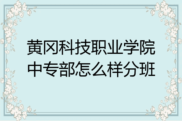 黄冈科技职业学院中专部怎么样分班