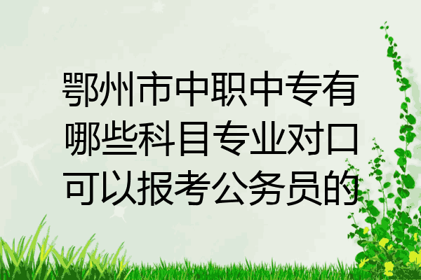 鄂州市中职中专有哪些科目专业对口可以报考公务员的