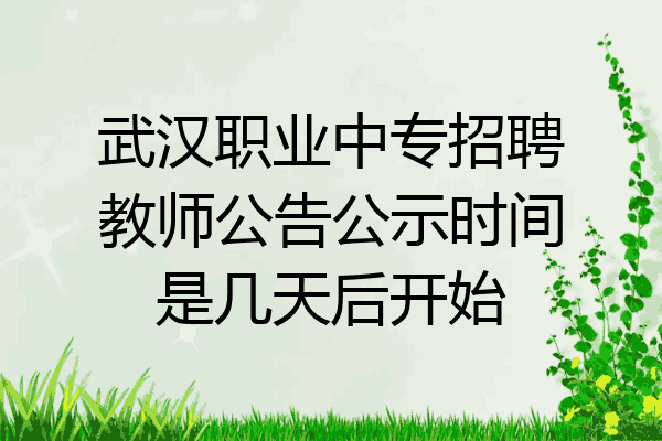 武汉职业中专招聘教师公告公示时间是几天后开始