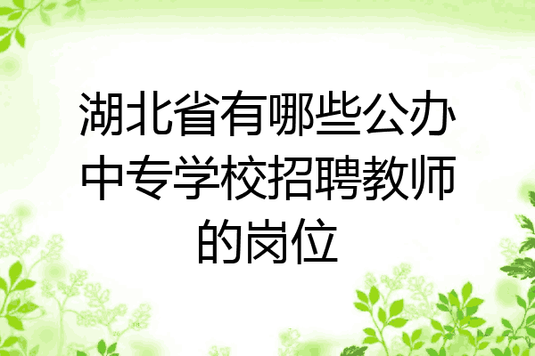 湖北省有哪些公办中专学校招聘教师的岗位