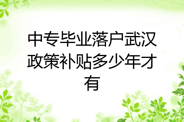 中专毕业落户武汉政策补贴多少年才有