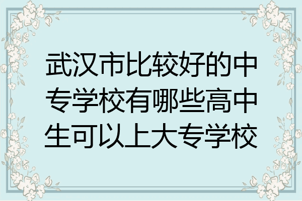 武汉市比较好的中专学校有哪些高中生可以上大专学校