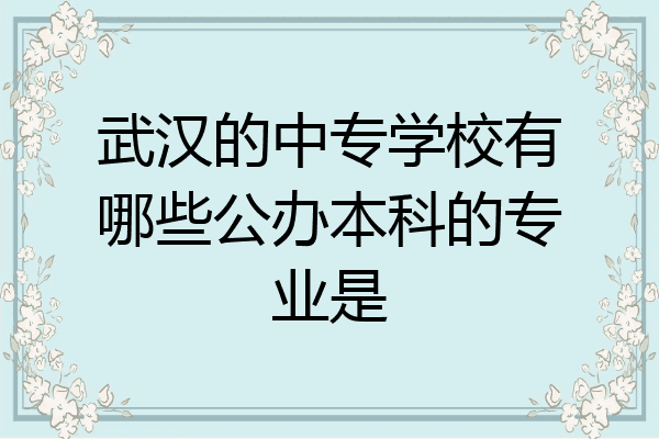 武汉的中专学校有哪些公办本科的专业是