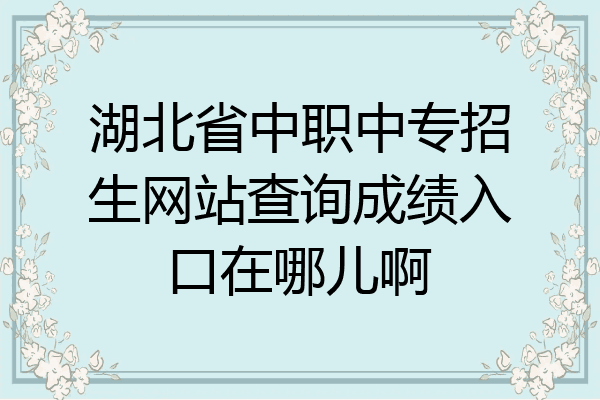 湖北省中职中专招生网站查询成绩入口在哪儿啊