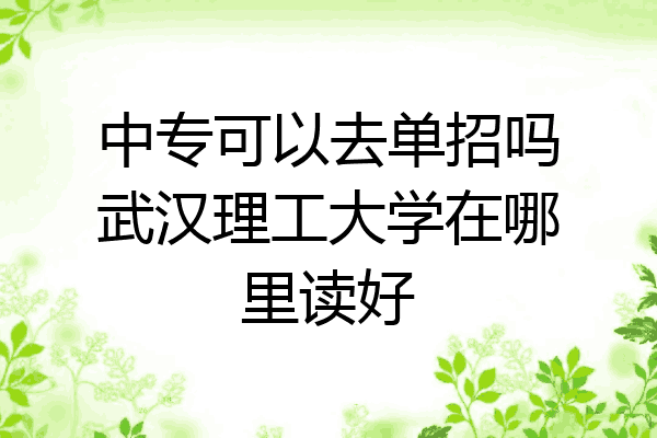 中专可以去单招吗武汉理工大学在哪里读好