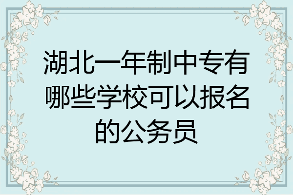 湖北一年制中专有哪些学校可以报名的公务员