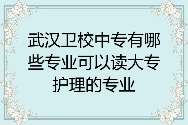 武汉卫校中专有哪些专业可以读大专护理的专业