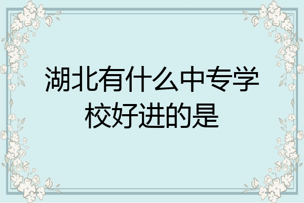 湖北有什么中专学校好进的是