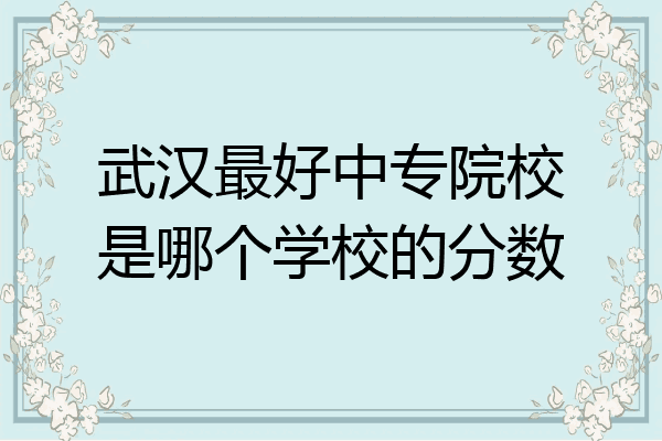 武汉最好中专院校是哪个学校的分数