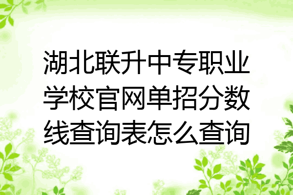 湖北联升中专职业学校官网单招分数线查询表怎么查询