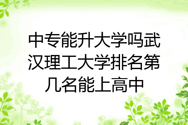 中专能升大学吗武汉理工大学排名第几名能上高中