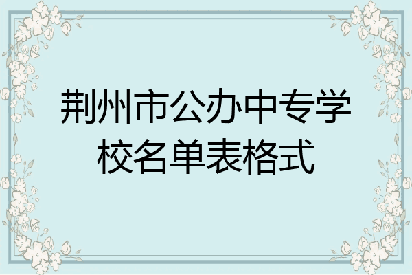荆州市公办中专学校名单表格式