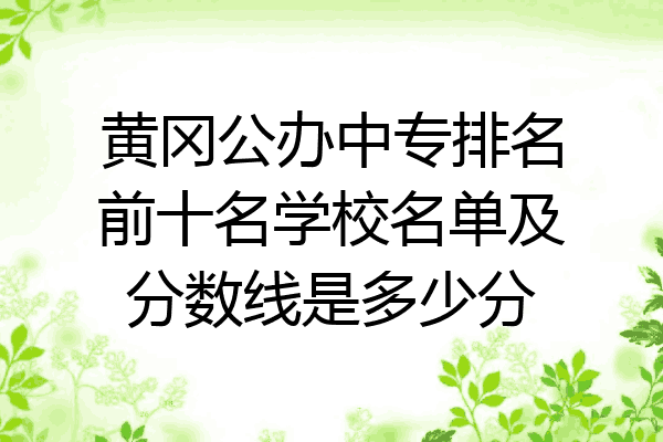 黄冈公办中专排名前十名学校名单及分数线是多少分