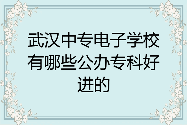 武汉中专电子学校有哪些公办专科好进的