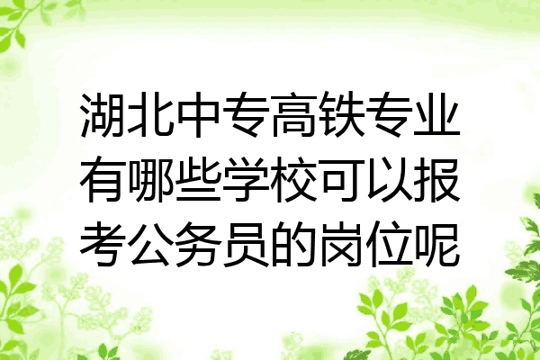 湖北中专高铁专业有哪些学校可以报考公务员的岗位呢