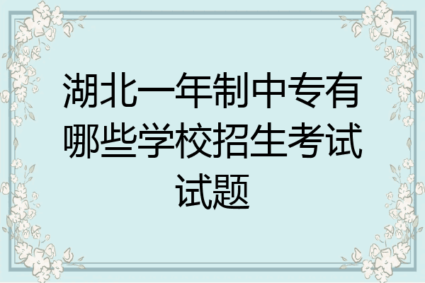 湖北一年制中专有哪些学校招生考试试题