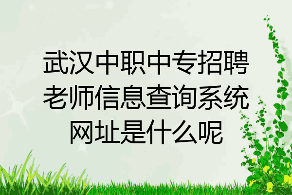 武汉中职中专招聘老师信息查询系统网址是什么呢