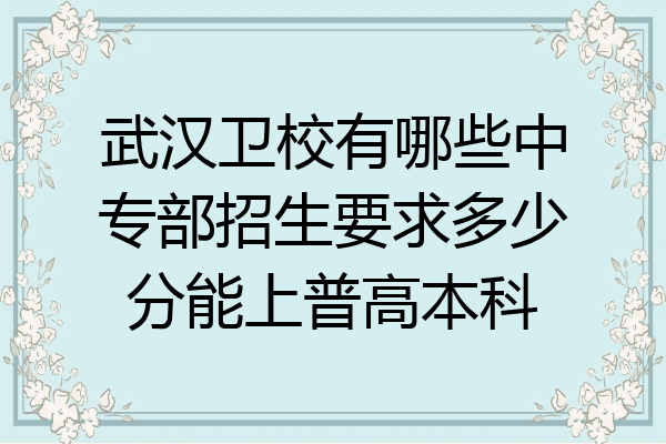 武汉卫校有哪些中专部招生要求多少分能上普高本科
