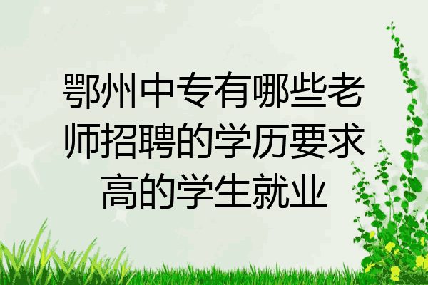 鄂州中专有哪些老师招聘的学历要求高的学生就业