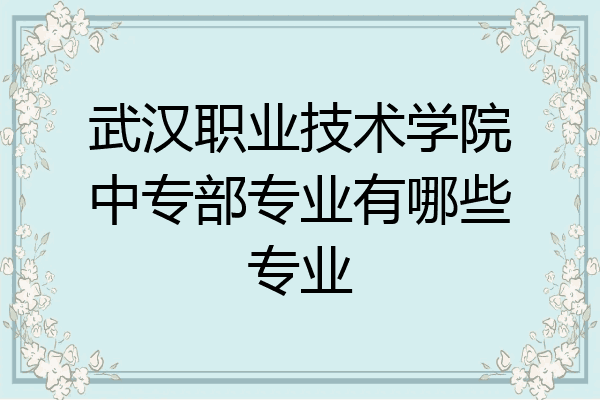 武汉职业技术学院中专部专业有哪些专业