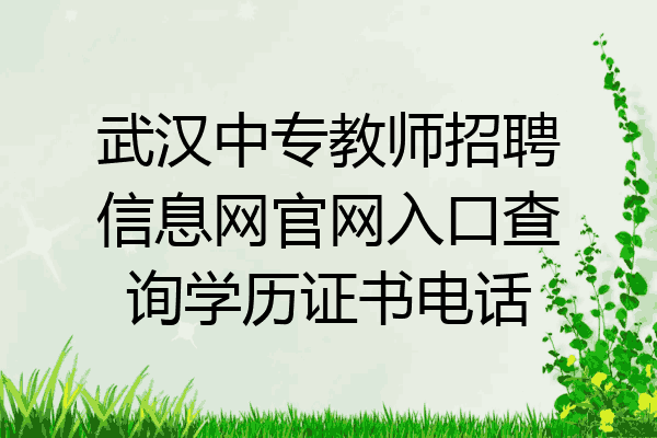 武汉中专教师招聘信息网官网入口查询学历证书电话
