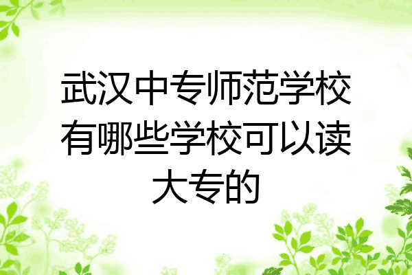 武汉中专师范学校有哪些学校可以读大专的