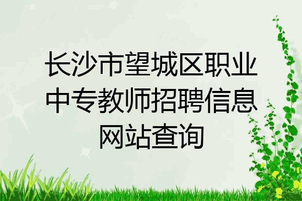 长沙市望城区职业中专教师招聘信息网站查询