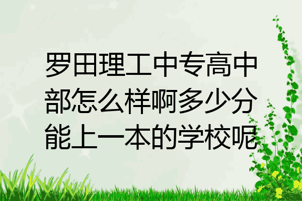罗田理工中专高中部怎么样啊多少分能上一本的学校呢