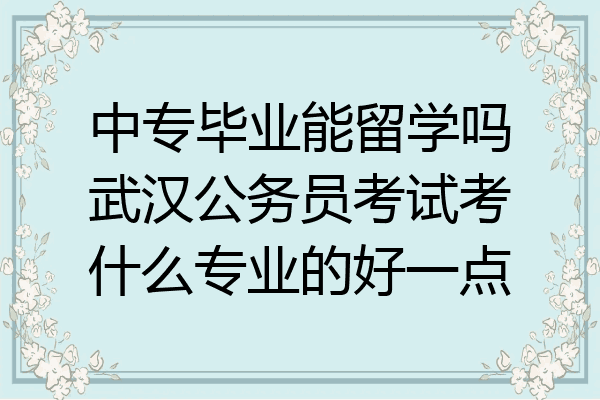 中专毕业能留学吗武汉公务员考试考什么专业的好一点