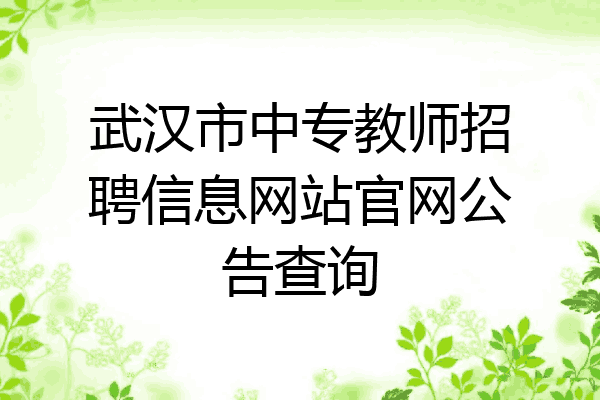 武汉市中专教师招聘信息网站官网公告查询