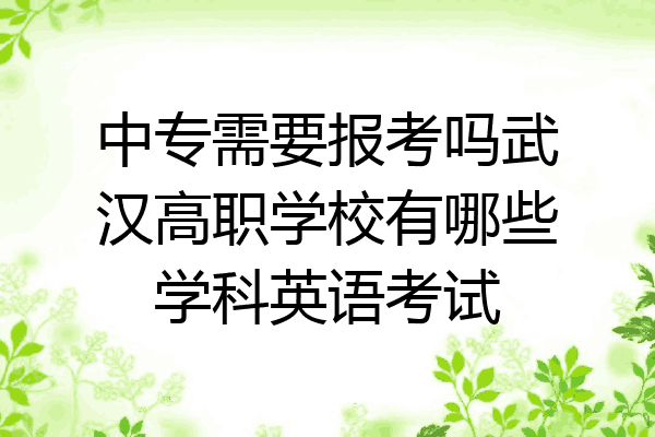中专需要报考吗武汉高职学校有哪些学科英语考试