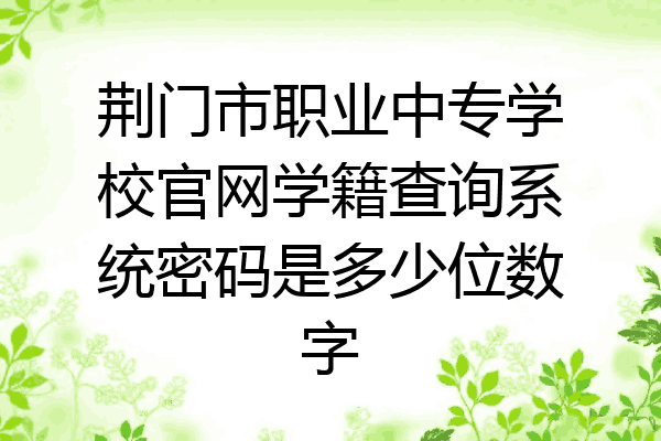 荆门市职业中专学校官网学籍查询系统密码是多少位数字