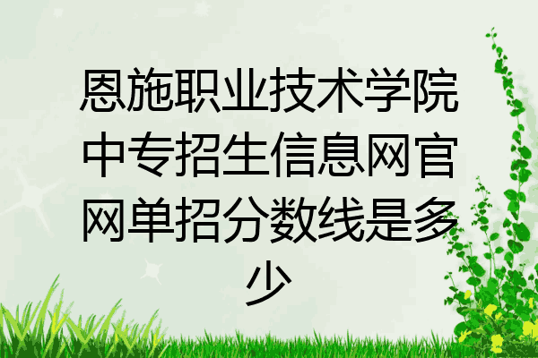 恩施职业技术学院中专招生信息网官网单招分数线是多少