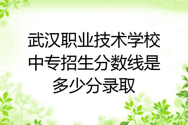 武汉职业技术学校中专招生分数线是多少分录取