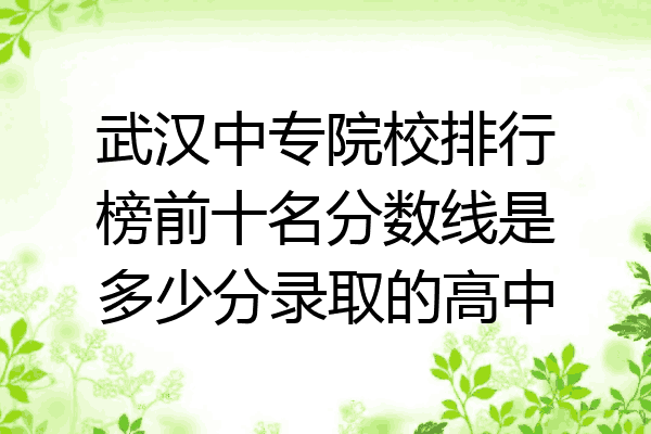 武汉中专院校排行榜前十名分数线是多少分录取的高中