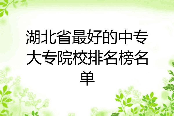 湖北省最好的中专大专院校排名榜名单