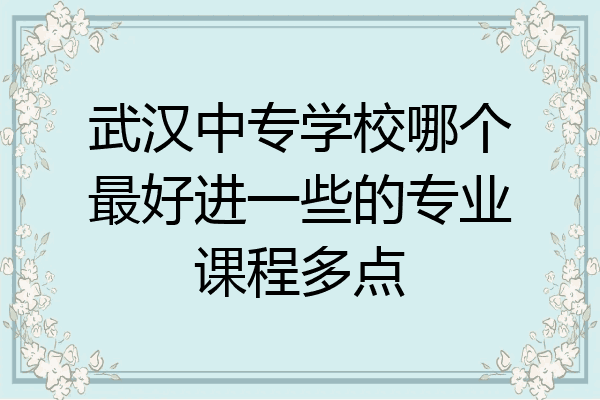 武汉中专学校哪个最好进一些的专业课程多点