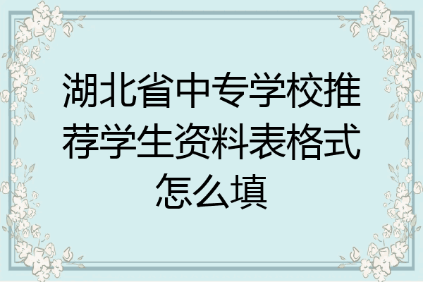 湖北省中专学校推荐学生资料表格式怎么填