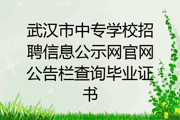 武汉市中专学校招聘信息公示网官网公告栏查询毕业证书