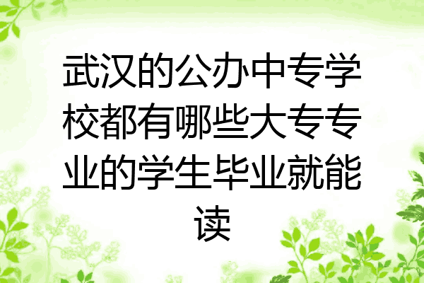 武汉的公办中专学校都有哪些大专专业的学生毕业就能读