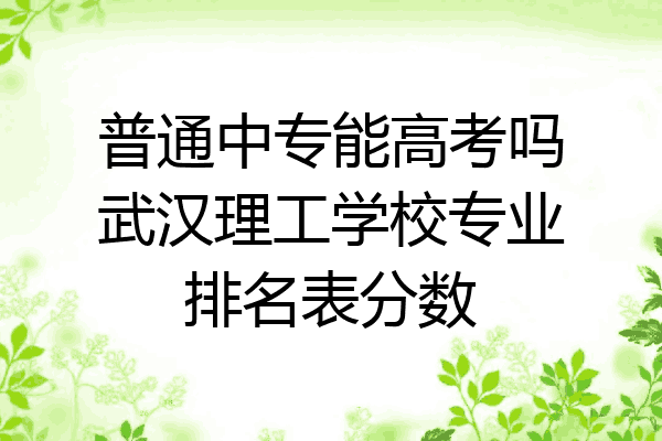 普通中专能高考吗武汉理工学校专业排名表分数