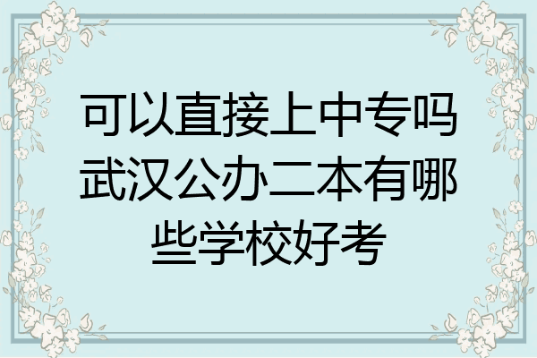 可以直接上中专吗武汉公办二本有哪些学校好考