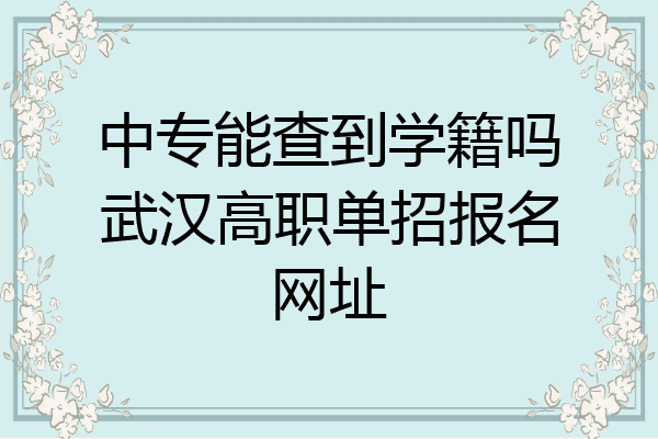 中专能查到学籍吗武汉高职单招报名网址