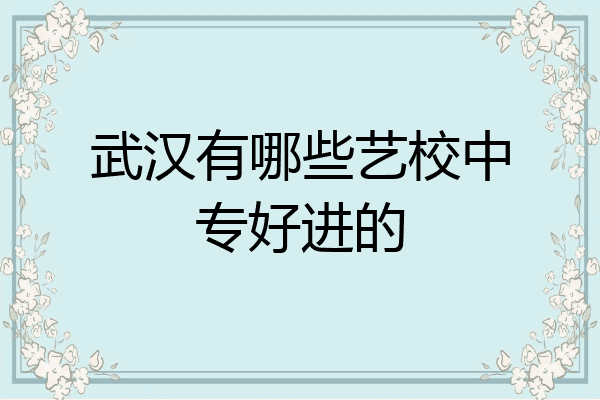 武汉有哪些艺校中专好进的